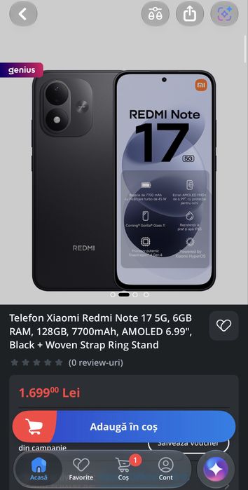 Amanet ROYAL : Xiaomi Redmi NOTE 17 5G / Produs Sigilat/ Garantie Factura 2 ANI