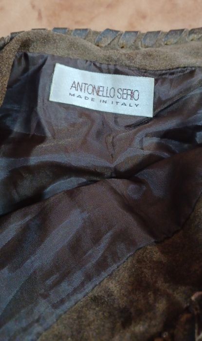 Fusta  de piele întoarsă,maro,  în stil boho, mărimea 44