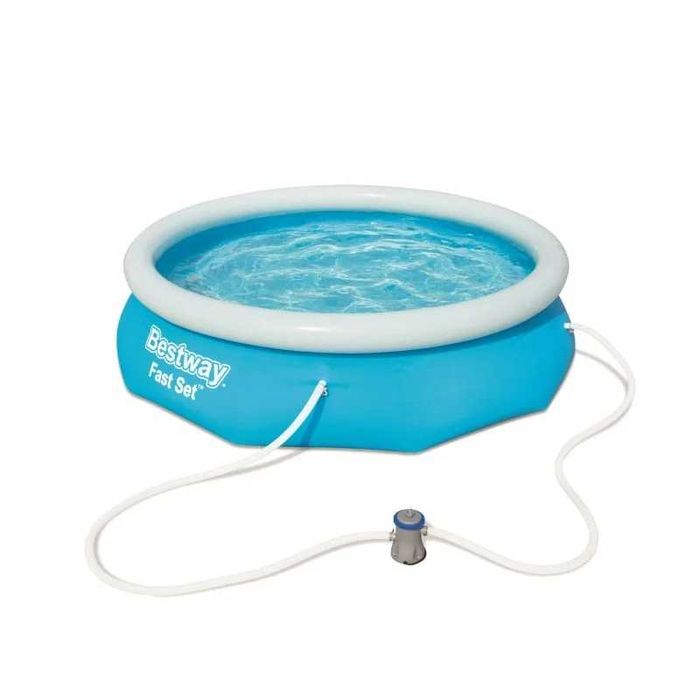 Piscina Bazin Bestway Fast Set Gradina Baie Familie Copii Relaxare Rotunda 305 x 76cm + Pompa Filtrare Apa + Livrare GRATUITA