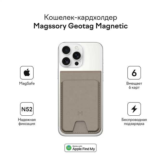 Кошелек-кардхолдер Magssory Geotag Magnetic для Apple MagSafe Find My