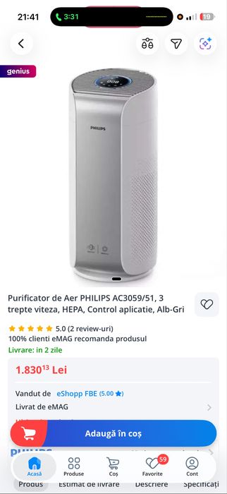 Purificatir de aer Philips
