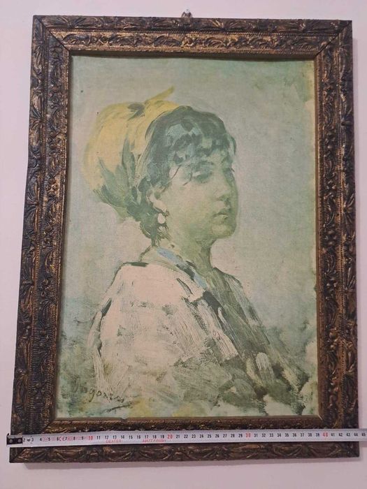 Tablou vechi Nicolaie Grigorescu ,,Fata cu basma galbena "