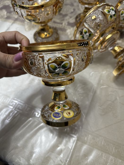 Богемская посуда конфетница и 6 для сухофруктов