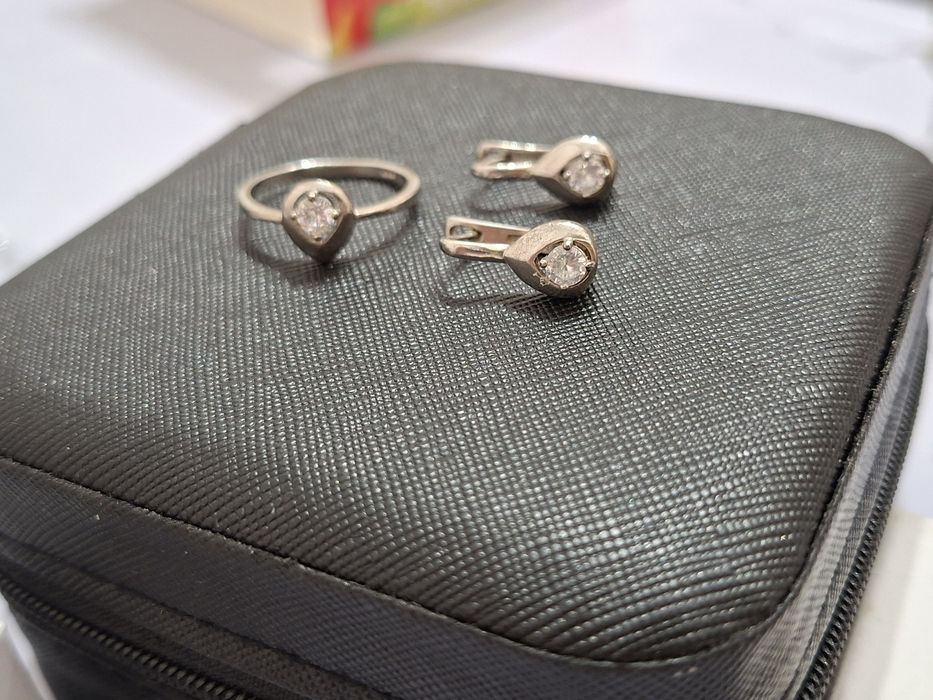 Комплект серебро капля 925 проба