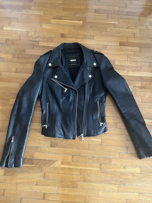 Haina piele naturala, Nappa, culoare neagra, masura XS, Zara Trafaluc.