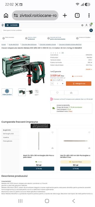 Rotopercutor profesional Metabo