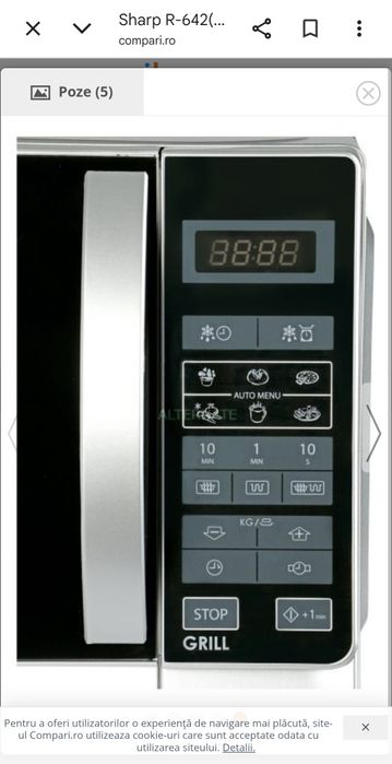 Cuptor cu Microunde Sharp R-642(IN)W,Argintiu, Nou,la cutie