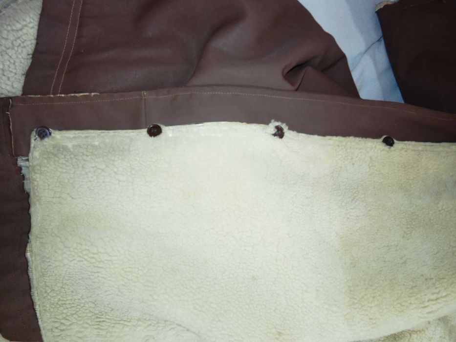 Шуба Nr. 1 -2-3 от импрегниран шлиферен плат с кожена подплата .