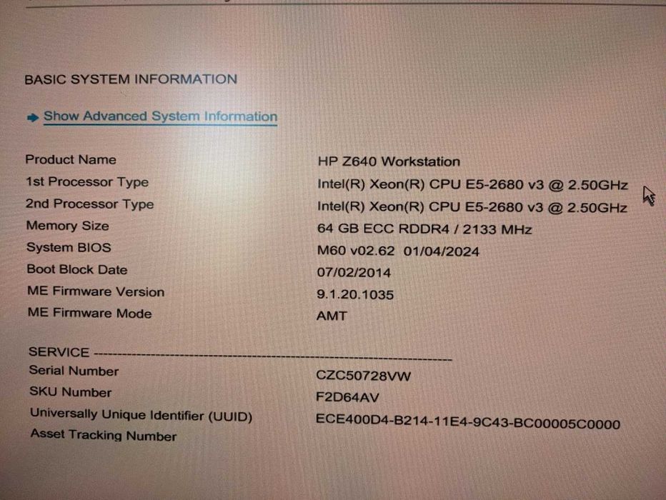 Продавам HP Z640 - 2 x Xeon 2680v3/64GB DDR4/512GB NVMe + 3TB