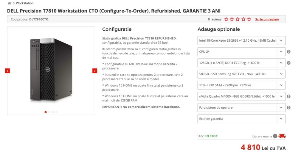 Server AI Dell Tower 7810 Server Intel Xeon 18 Core E5