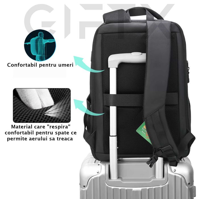 Rucsac laptop 15.6, extensibil, GIFTX Ninja MAX Black