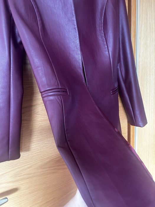 Кожено дамско палто | Цикламено дамско палто от естествена кожа