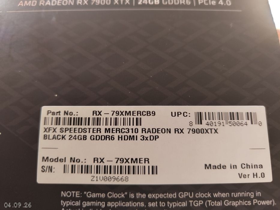 Placă Video - 7900XTX - 24GB - XFX 310 MERC