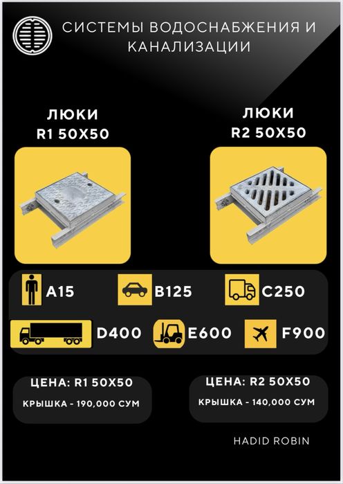 Люки, изделия из высокопрочного бетона и железобетона