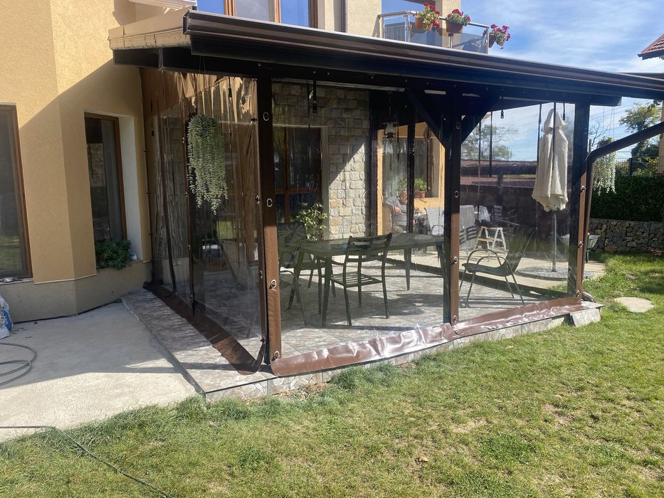 Ветроупорни завеси кристал винил PVC тенти сенници брезент