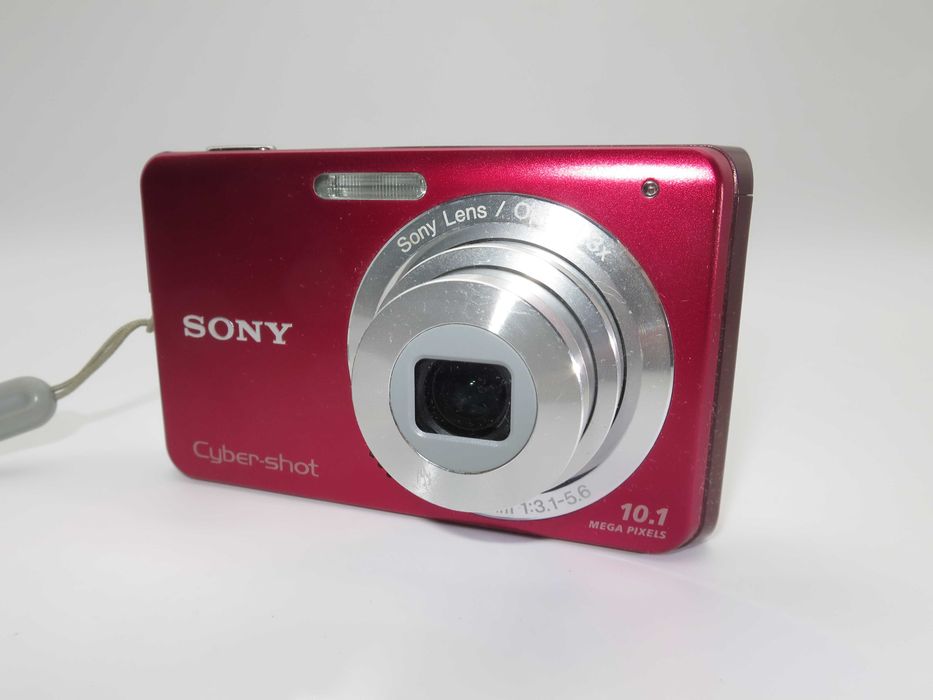 Sony Cyber-shot DSC W180 червен ултра компактен фотоапарат, малка цифрова камера, в отлично състояние, пълен комплект, тествана и работи перфектно