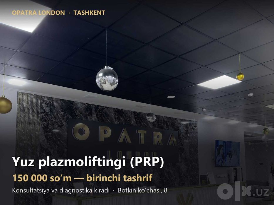 Yuz plazmoliftingi (PRP) — OPATRA London, Toshkent