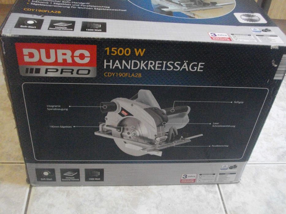 Нов 1500W Лазерен Ръчен Циркуляр Duro Pro Немски Комплект Реже 62мм