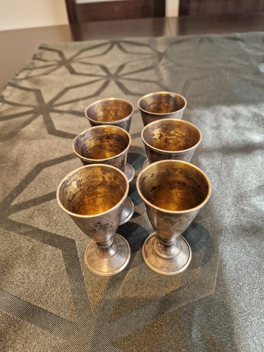 Превъзходен антикварен руски съветски сребърен сервиз 875