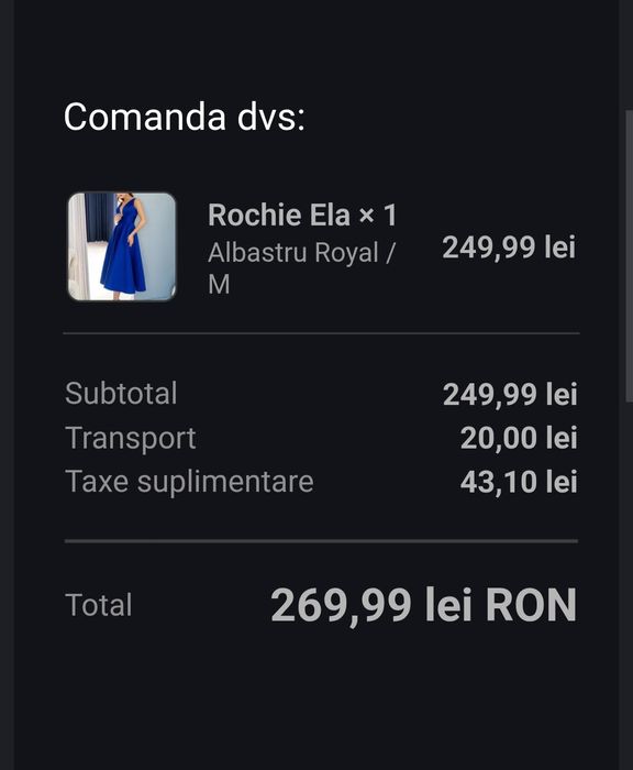 4,99 lei transport azi! Rochie elegantă TESSA, albastru regal, nouă cu eticheta