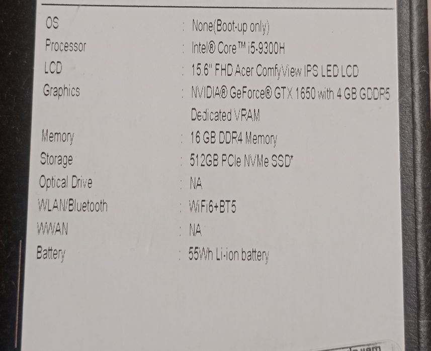 Игровой ноутбук ASER NITRO 5 AN515-54