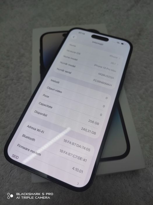Iphone 14 pro max black 256 baterie 100%