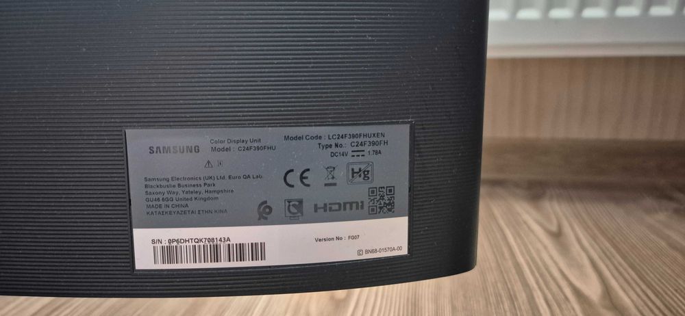 Monitor curbat LED VA SAMSUNG C24F390FHU, 24", Full HD, 60Hz, negru