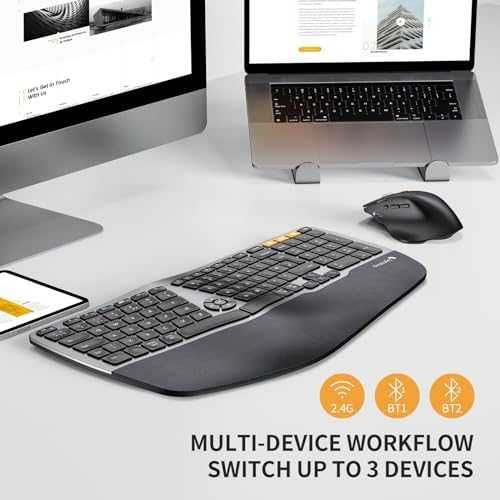Нова Ергономична безжична клавиатура и мишка Windows Mac Android компютър лаптоп работа офис