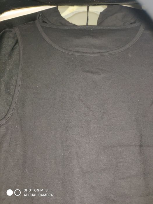 Черна спортна рокля суичър 2 в 1 качулка еластична размер М