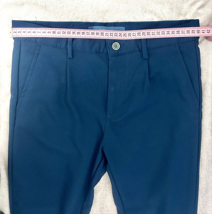 Pantaloni barbati office/casual albastri Zara