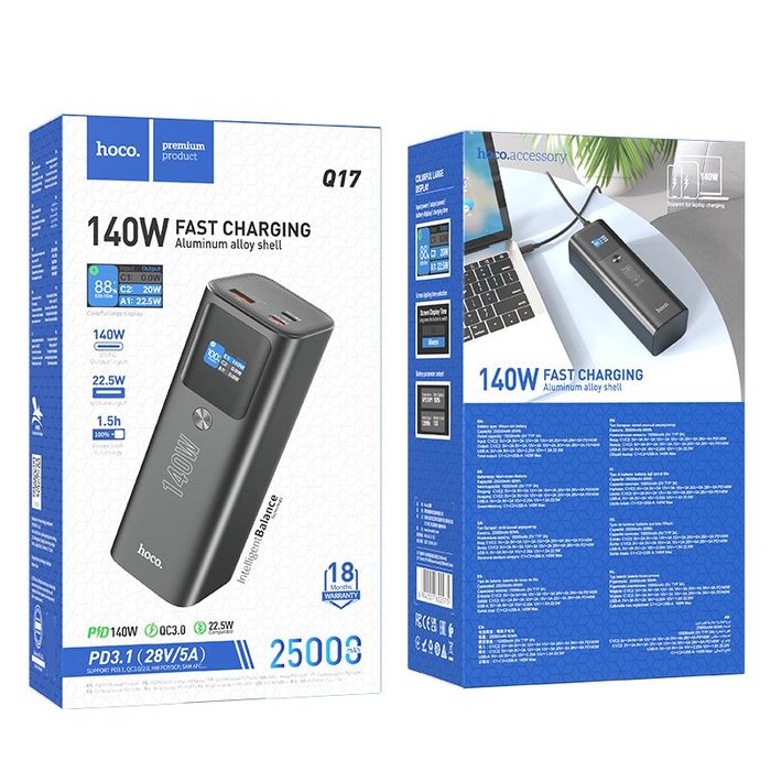 Hoco Q17 PD 140W Power Bank 25000mAh For Laptop/Macbook/Ultrabook