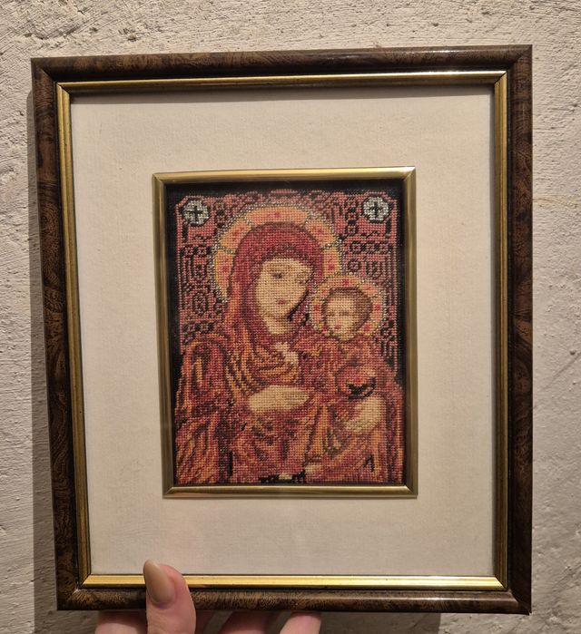 Goblen Înrămat Fecioara Maria Cu Iisus