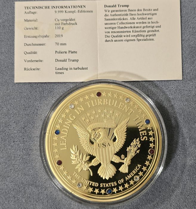 Donald J. Trump 70mm Gold Plated Medallion | Lim. 9,999