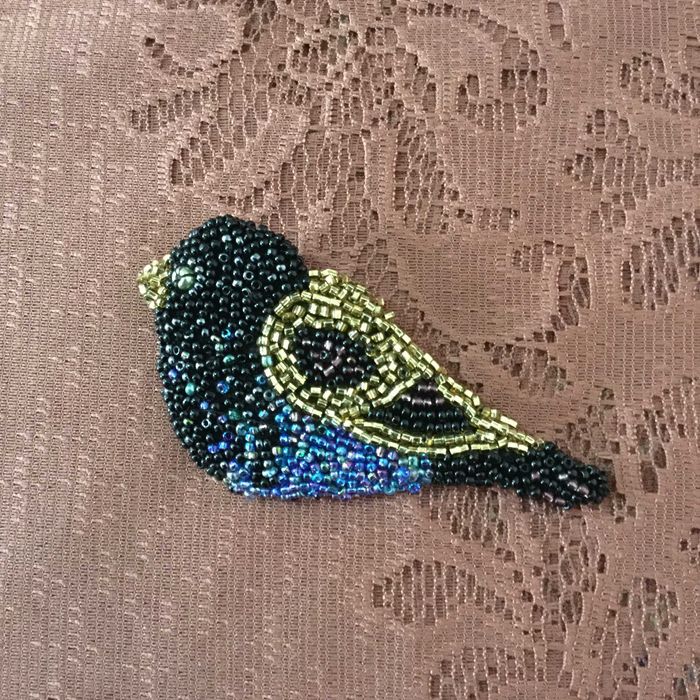 Брошка воробушек и рыбка