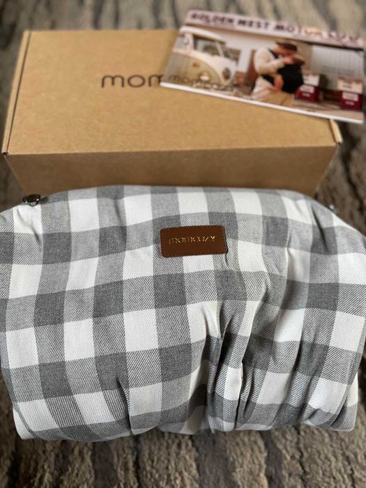 Бебешко кенгуру Momcozy от естествен памучен лен, шахматна дъска