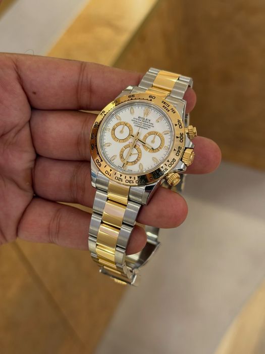 Rolex Daytona Two Tone Yellow Gold White Dial ETA 4130