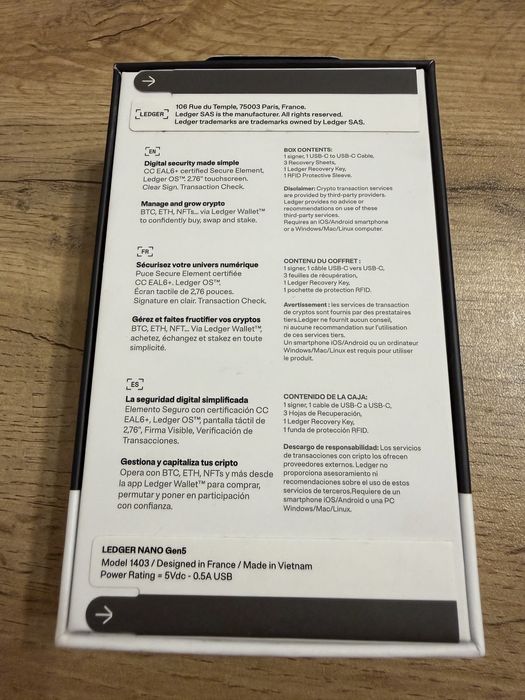 Холодный криптокошелек Ledger nano gen5