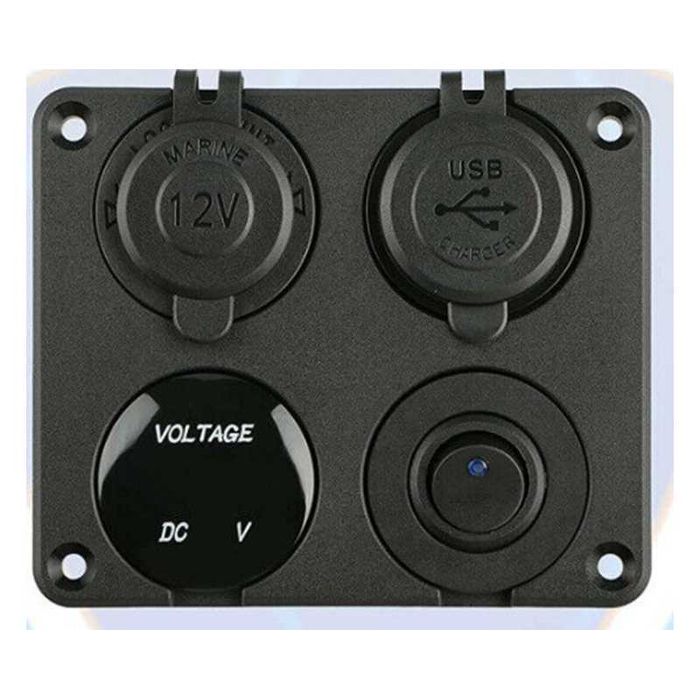 12V/24v панел за вграждане USB зарядно запалка волтметър Бушон  копче