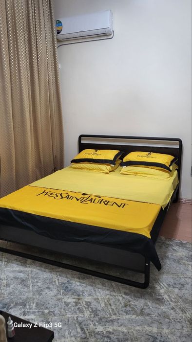 Модель: GLORIYA.    Металлическая Двуспальная кровать. Темир Калават