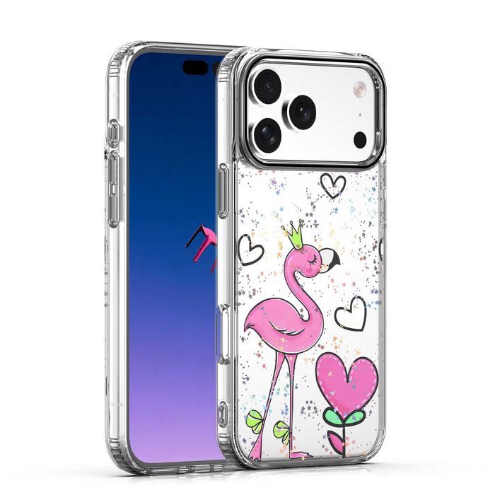 Apple iPhone 17 Pro / 17 Pro Max - Удароустойчив Кейс LOVE / Flamingo