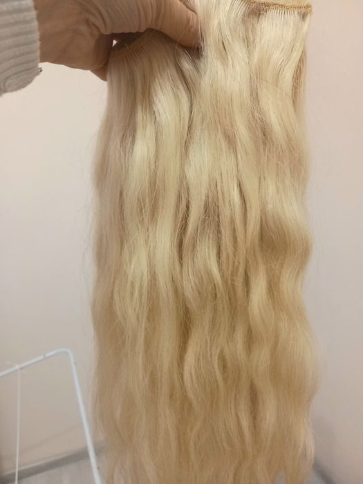 НОВА 100% естествена много светло руса коса