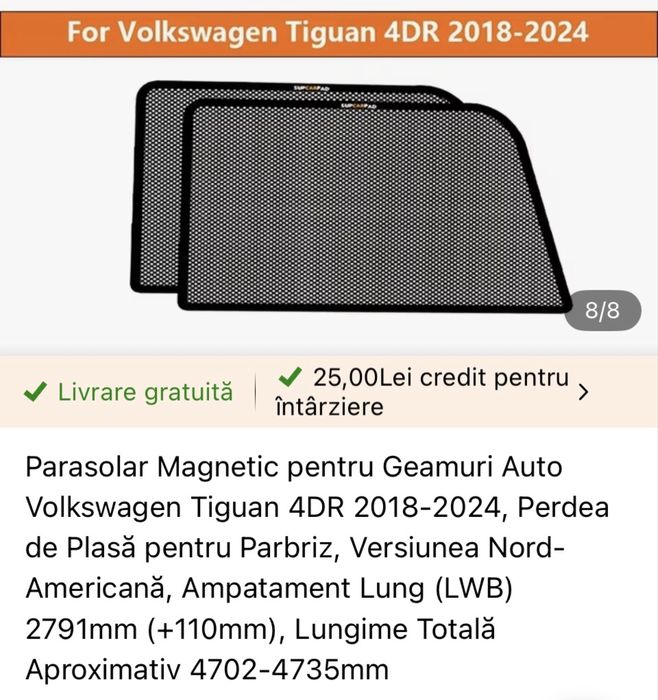Parasolare laterale magnetice VWTiguan Allspace 2017 - 2023