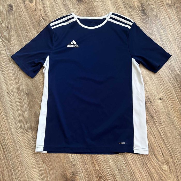 Adidas тениска тъмносиня с бели ленти