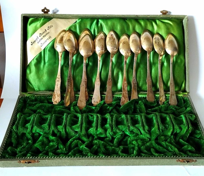 lingurițe,argint marcat, parțial aurit