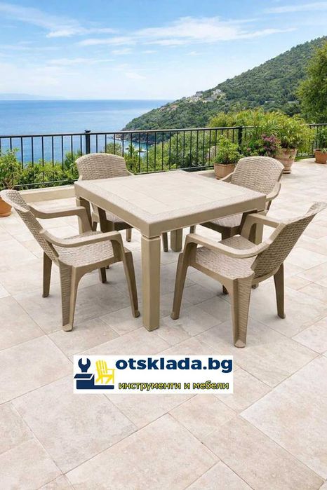 Висококачествен градински комплект от маса 140х80см. и 6 стола пвц