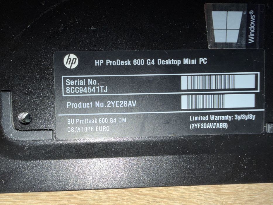 Mini PC HP ProDesk 600 G4 i3 Gen 8 8GB RAM 256GB SSD