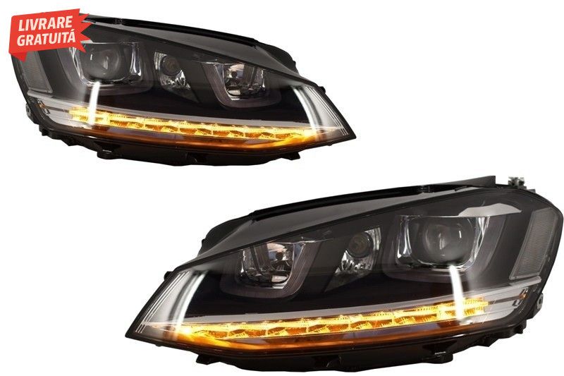 Faruri 3D LED VW Golf VII (2012-2017) R-Line LED Semnalizare Dinamica