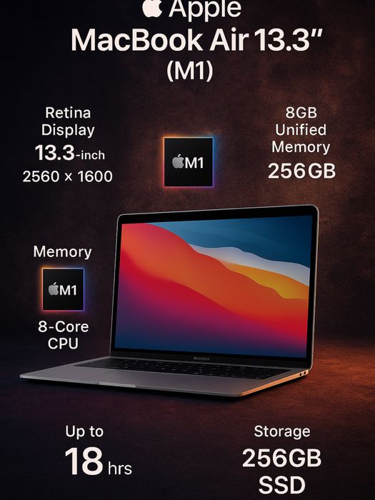 Скидка! MacBook Air M1! 2025 год! 8/256ssd 13.3 RETINA новый! Пломба!