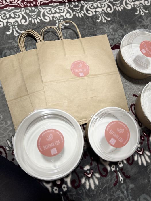 Контейнер для еды картонный круглый 1300мл/Одноразовая посуда