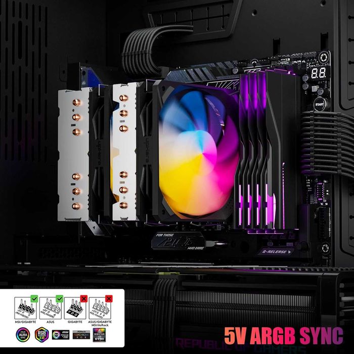 upHere ARGB високоефективен въздушен охладител на процесора